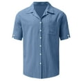 thumbnail image 3 of NAFUU Men's Linen Shirts Short Sleeve Casual Shirts Button Down Shirt For Men Regular-Fit Solid Color Shirts Summer Tops With Pocket, 3 of 3
