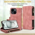 thumbnail image 2 of ELEHOLD for iPhone 15 Plus Wallet Case,Flip Leather Women Men Credit Card Cash Slot Zipper Kickstand Shockproof  Protective Case with Crossbody Wrist Strap for iPhone 15 Plus,Rosegold, 2 of 9