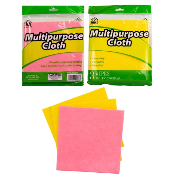 Multipurpose reusable cleaning cloths for House and office, 15"x15", Pack of 3