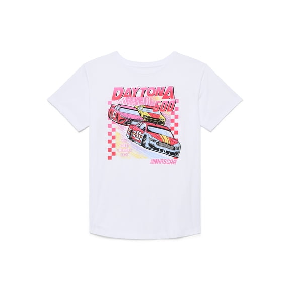 Wonder Nation Girls Nascar Pop Graphic T-Shirt with Short Sleeves, Sizes 4-18