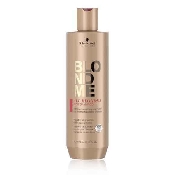 BlondMe All Blondes Shampoo Enriquecido 300 ml, para Todo Tipo de Rubios, con Tecnología 3D Bond Creation y el Complejo Cashmere Protein, Limpia Suavemente, Ilumina y Nutre el Cabello