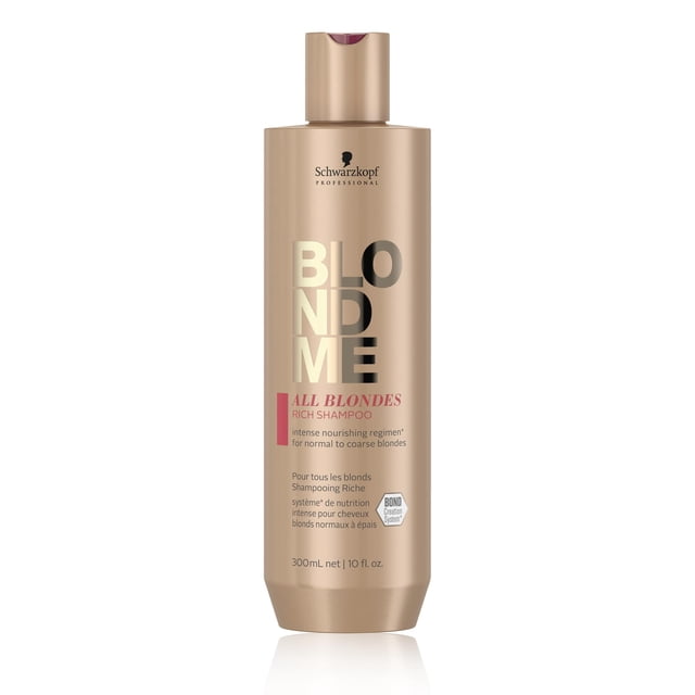 BlondMe All Blondes Shampoo Enriquecido 300 ml, para Todo Tipo de Rubios, con Tecnología 3D Bond Creation y el Complejo Cashmere Protein, Limpia Suavemente, Ilumina y Nutre el Cabello