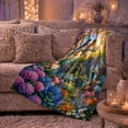 thumbnail image 6 of Printed Flannel Throw Blanket with Bluebirds Spring Garden Cottage Idyllic Country Floral Art, 6 of 9