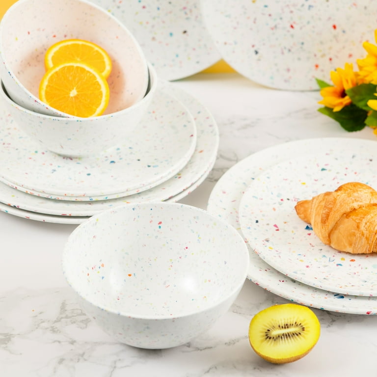 Zak Designs Confetti 12piece Plate And Bowl Dinnerware, 59 OFF