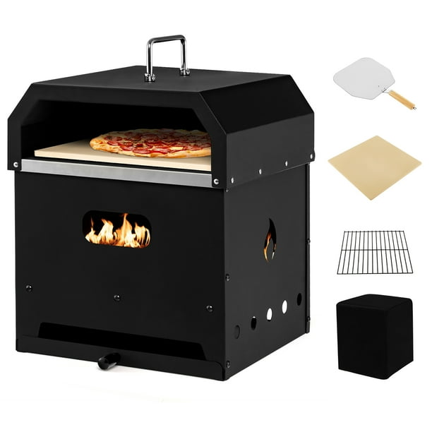 Costway Horno de pizza multiuso 4 en 1 para exteriores, horno desmontable de 2 niveles para asar y cocinar pizza con piedra para pizza, pala para pizza, parrilla para barbacoa, cubierta impermeable