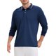thumbnail image 4 of Camisa polo de golf de negocios de manga larga de ajuste regular para hombres en color sólido, talla XL, azul marino, 4 of 6