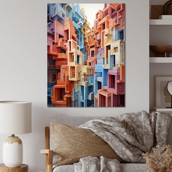 Designart "Shifting Perspectives Opt Art wall decor II" Abstract Canvas Wall Art