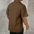 thumbnail image 6 of Puntoco Tank top for Men Men's Short Sleeve Oxford Shirt Regular Fit Button Down Collar Shirts with Pocket Brown XXXL(XXXL), 6 of 6