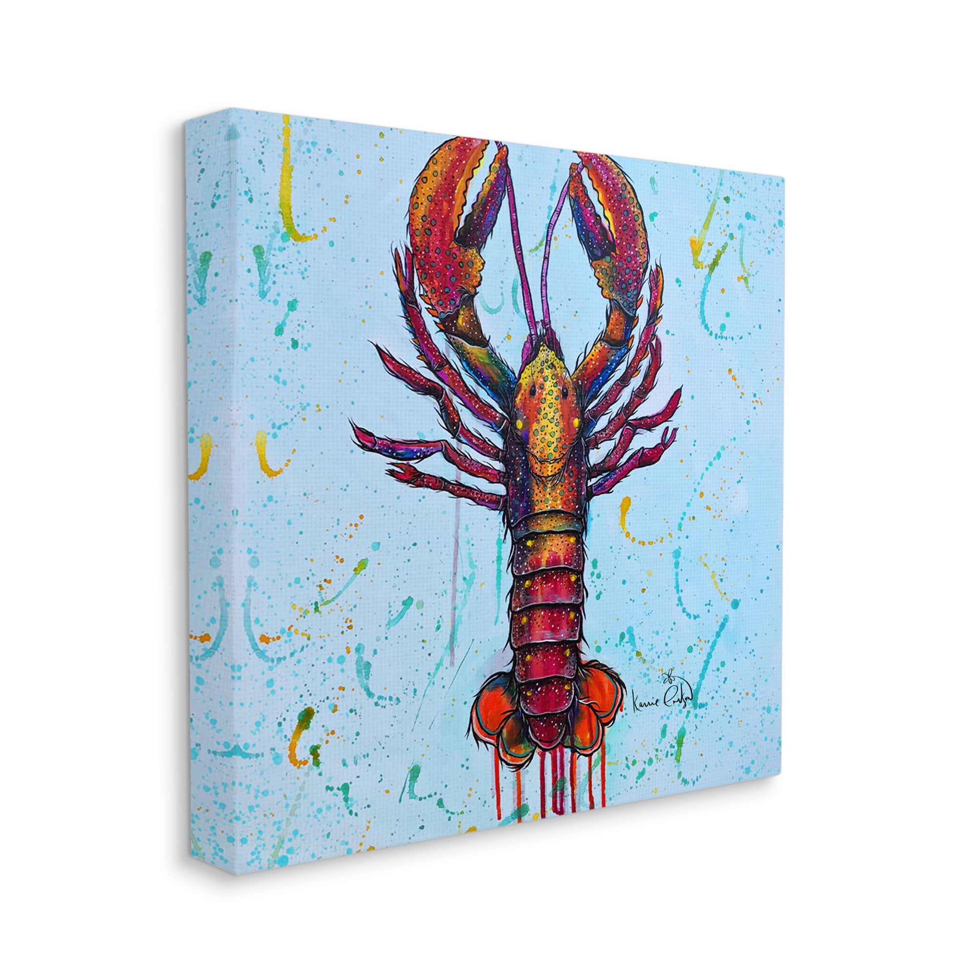 Stupell Industries Urban Style Lobster Paint Splatter Sea Life Painting Gallery Wrapped Canvas Print Wall Art, Design by Karrie Evenson