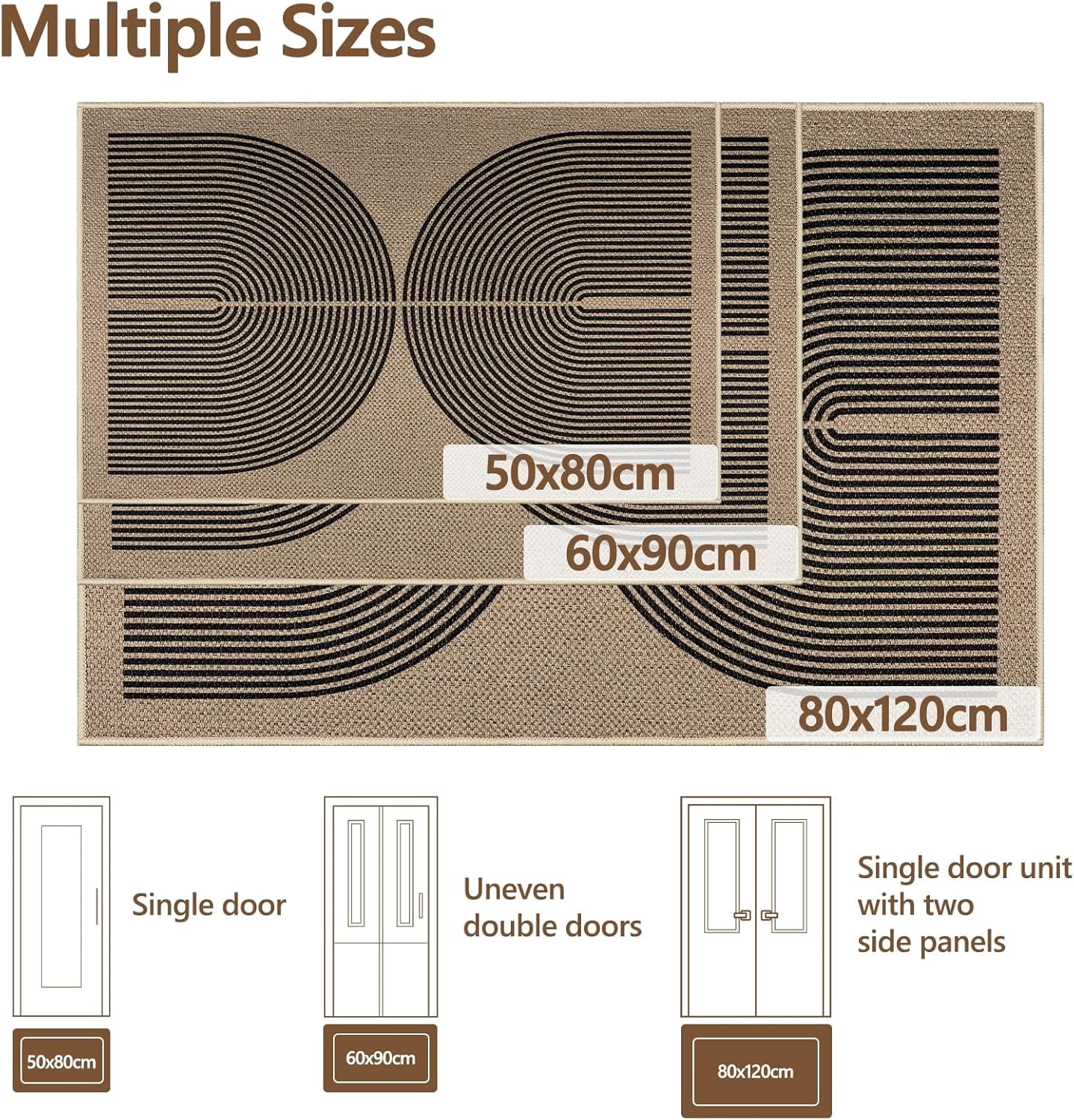ORGOWEL Front Door Mat 2x3ft Non-Slip Easy Jute Indoor Outdoor Entrance Doormat Washable Absorbent Low Profile Resist Dirt Inside Door Mats for Patio Porch Entryway,Black