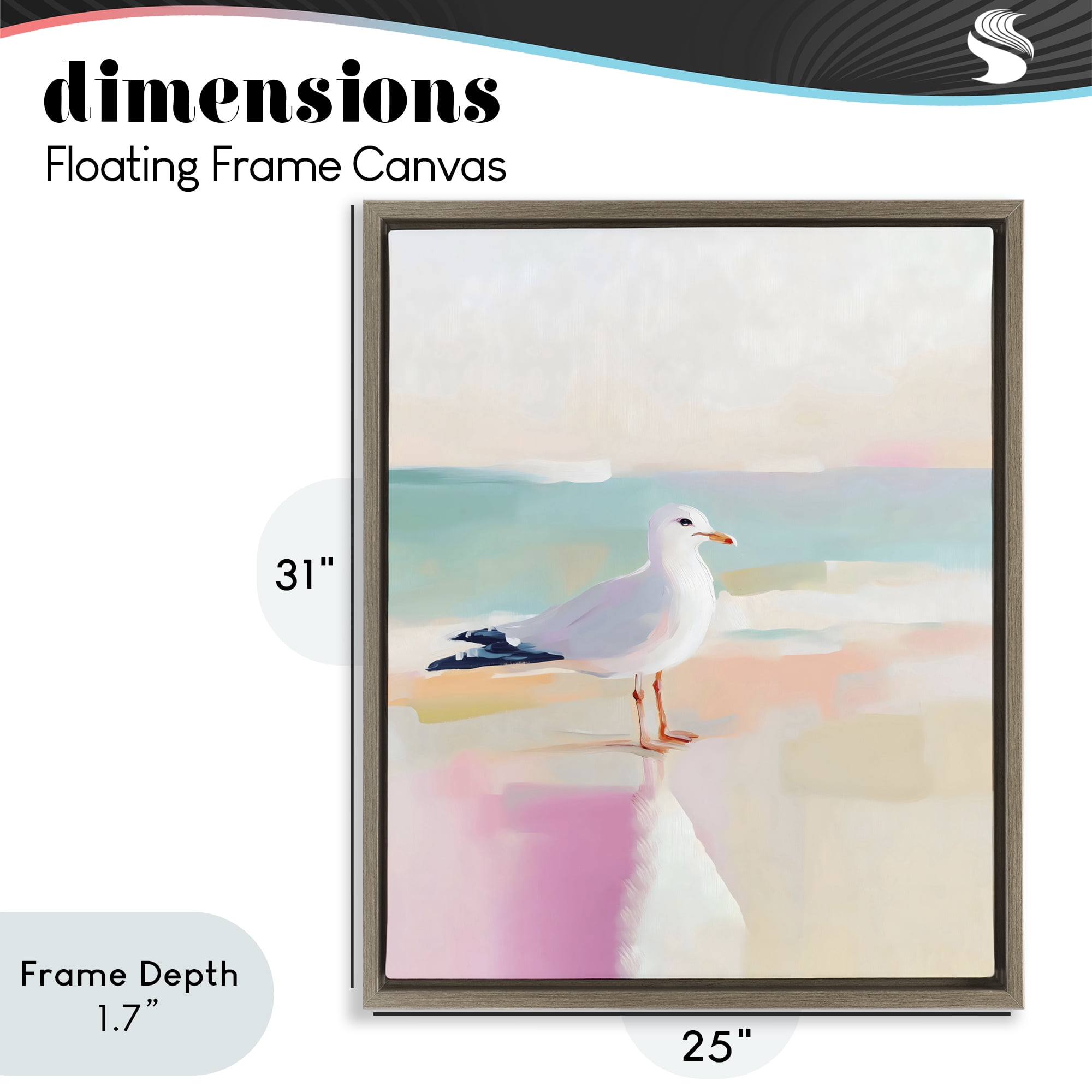 Stupell Industries Seagull Beach Tranquil Reflection Brown Framed Floater Canvas Wall Art, design by The Prints Vibe