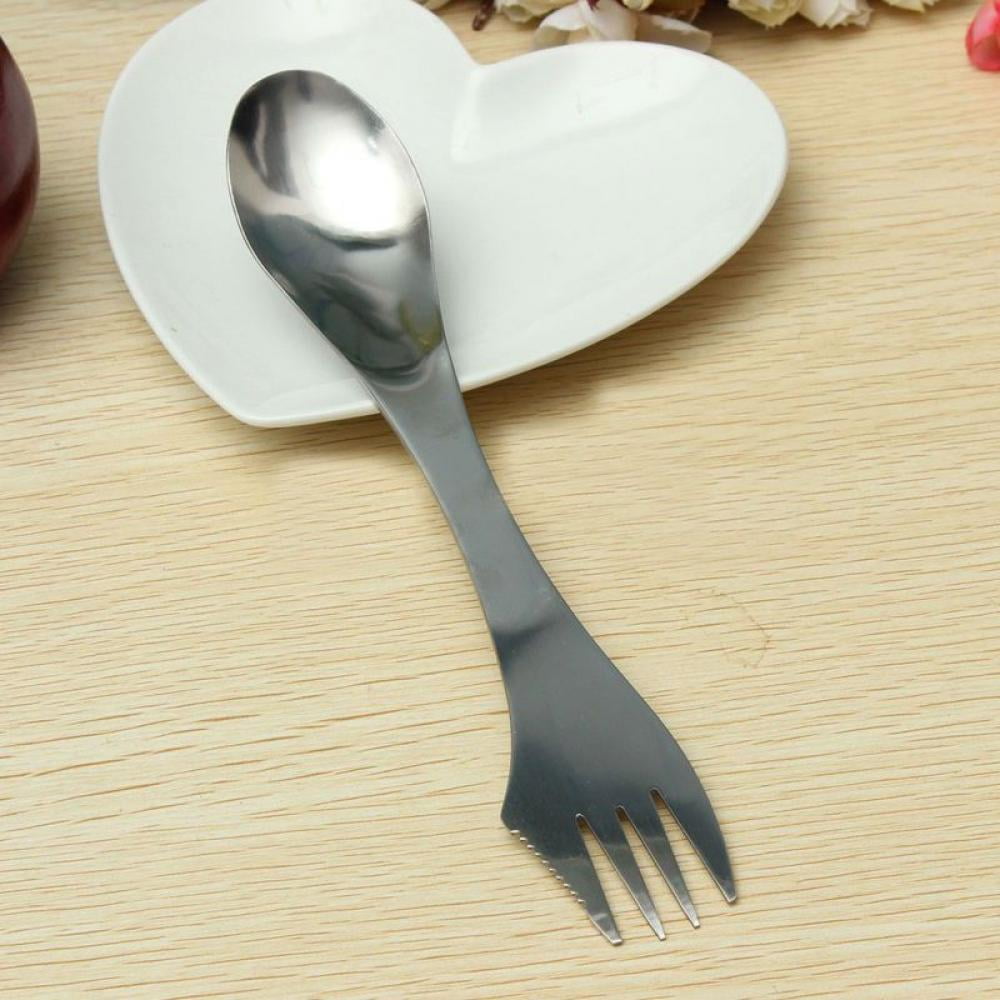 Xuniu 3 in 1 Stainless Steel Fork Spoon Outdoor Camping Hiking Cookout Picnic Spork Silver 20x3.5cm/7.87x1.38