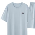 thumbnail image 3 of WIZUTIZ Mens Summer Pajamas Set Lightweight Pjs Sets Short Sleeve Pajama Shorts Set Soft Sleepwear Loungewear with Pockets, 3 of 4