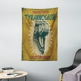 thumbnail image 1 of Retro Poster Tapestry, Grunge Style Vintage Label with Tyrannosaur Dinosaur Jurassic Fossil Print , Wall Hanging for Bedroom Living Room Dorm Decor, 40W X 60L Inches, Light Coffee, by Ambesonne, 1 of 2