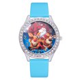 thumbnail image 1 of Reloj de pulsera de mujer con correa de piel sintética de color azul cielo y elegante reloj de cuarzo con diamantes de imitación, 1 of 2