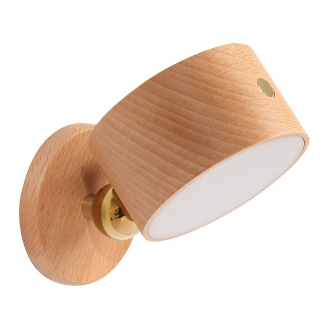 EGNMCR Wooden Magnetic Wall Sconce Coffee Brown Dimmable USB Rechargeable LED Light