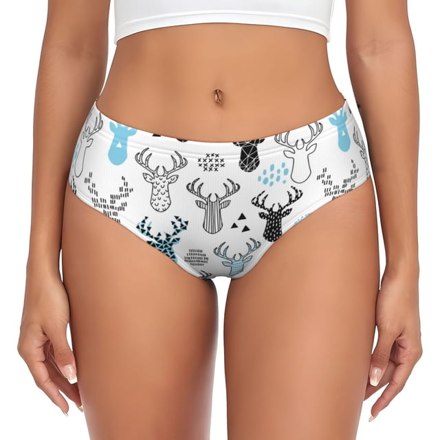 Balery Winter Art Blue and Black Moose Ropa Interior de Algodón para Mujer con Dibujo – Braguitas Cómodas y Elásticas, Estilo Clásico-4X-Large