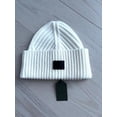 thumbnail image 2 of ALLSAINTS Travelling Rib Cuff Patch Beanie Hat Chalk, 2 of 2