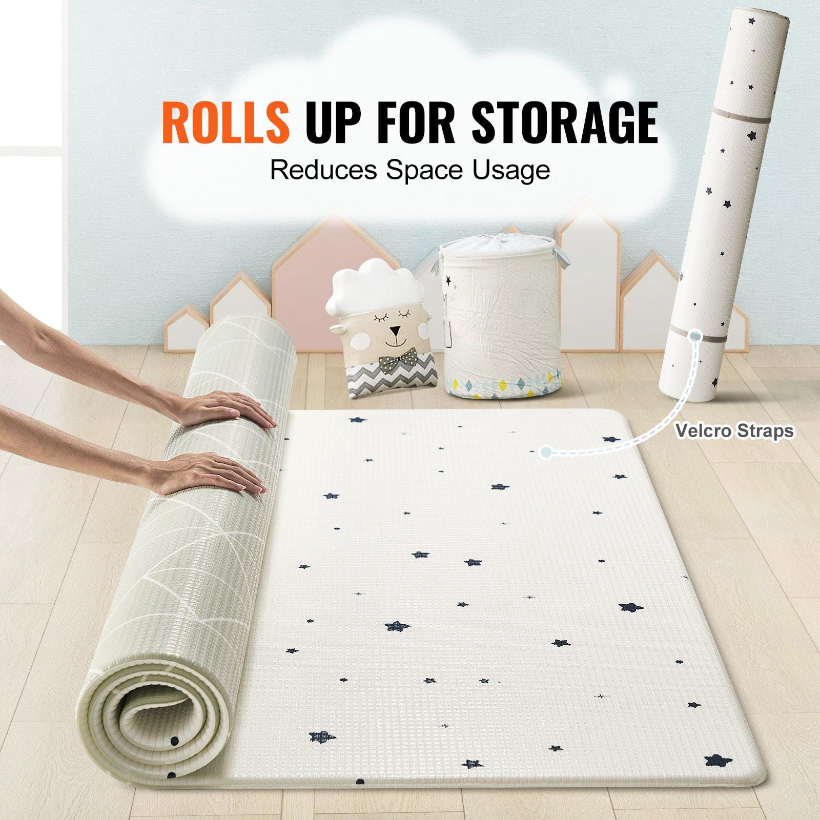 55"x79" Baby Play Mat - Extra Large 2-Sided Activity Mat for Crawling & Tummy Time - Soft Non-Toxic Floor Playmat - Reversible Waterproof Surface - for Nursery, Playroom & Daycare