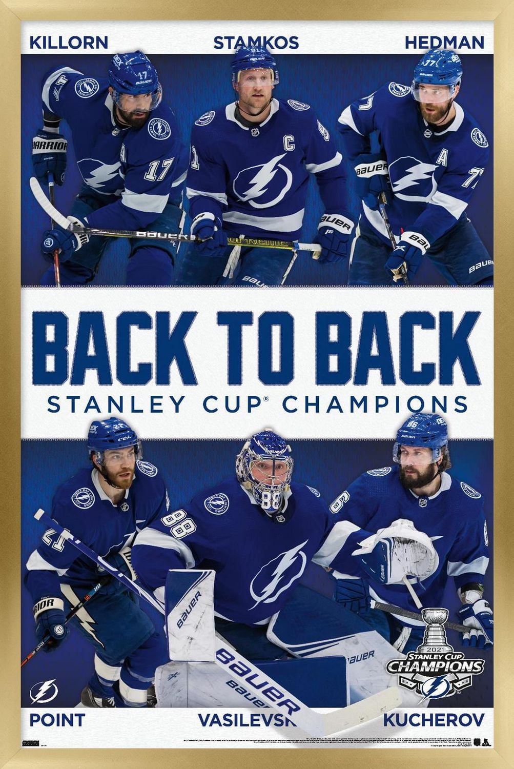 NHL Tampa Bay Lightning - 2021 NHL Stanley Cup Champions Wall Poster, 22.375" x 34" Framed