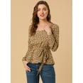 thumbnail image 3 of INSPIRE CHIC Blouse à Manches Longues Florale à Encolure Carrée avec Ceinture pour Femmes, 3 of 6