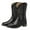 Black, variant on Men's Cowboy Boots Crocodile Print Embroidered Block Low Heel Western Mid Calf Boots Riding Shoes