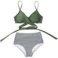 thumbnail image 3 of Traje de baño de cintura alta dividido para mujer, bikini sexy, traje de baño con push-up, conjunto de bikini con vendaje y parte superior de tubo, 3 of 7