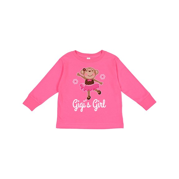 Inktastic Gigis Girl Ballerina Monkey Girls Long Sleeve Toddler T-Shirt