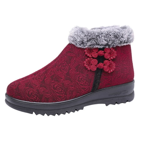 

Snow Boots For Women Shoes Winter Round Toe Outdoor Warm Comfortable Plus Velvet Thick Cotton Boots Snow Boots Red 38 Hxroolrp