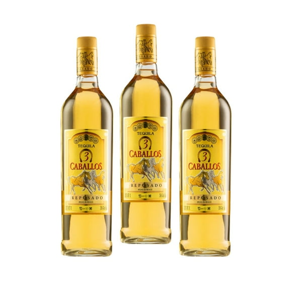 Tripack Tequila 3 Caballos Reposado 1000 Ml 3 Caballos Tequila Reposado