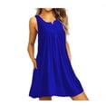 thumbnail image 1 of Nouvelle Robe Plissée Décontractée à Manches Courtes et Col Rond pour Femmes, Robe Ample Sans Manches, Grande Taille, 1 of 2