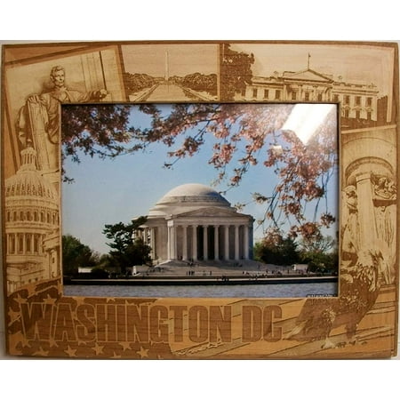 Framed Laser - Washington D.C. Montage Laser Engraved Wood Picture Frame (5 x 7)