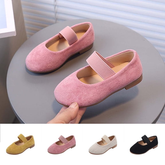 FRSASU Girl's Dress Shoes Toddler Flower Girl Mary Jane Shoes Soft Sole Slip On Ballet Flat for School Wedding Party Yellow