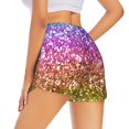 thumbnail image 4 of Picia Glitter Rainbow Pattern Women's 2 in 1 Athletic Running Shorts High Waisted Workout Casual Gym Sweat Shorts with Comfy Liner Zipper Pockets-, 4 of 9