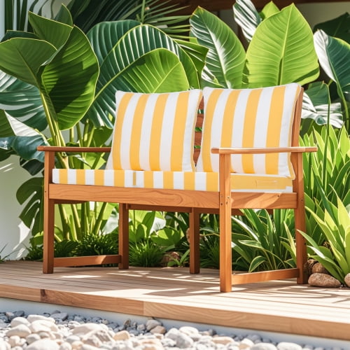 Outdoor Deep Seat Cushions Set of 2 – 24x24 Inch Waterproof Patio Cushions with Removable Covers, Fade-Resistant & Adjustable Straps for Sofa, Chair, Couch – Machine Washable Furniture Cushions