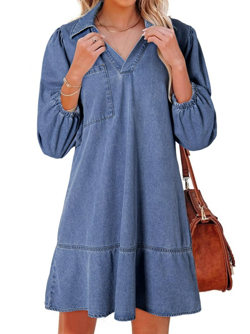 white christmas dresses Ray Denim Midi Dress-SEA SPRAY WASH / 4 main image 1