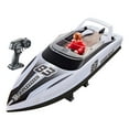 thumbnail image 1 of MERIGLARE Bateau Télécommandé 2,4 GHz Commande Cadeau Vedette pour Rivière Piscines Eau Salée Blanc, 1 of 9