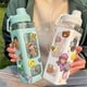 thumbnail image 4 of Kawaii Water Bottle with Straw 3D Cute Bear Sticker Free Plastic Square Sippy Cup Poratable Drinkware 700ml, 4 of 5