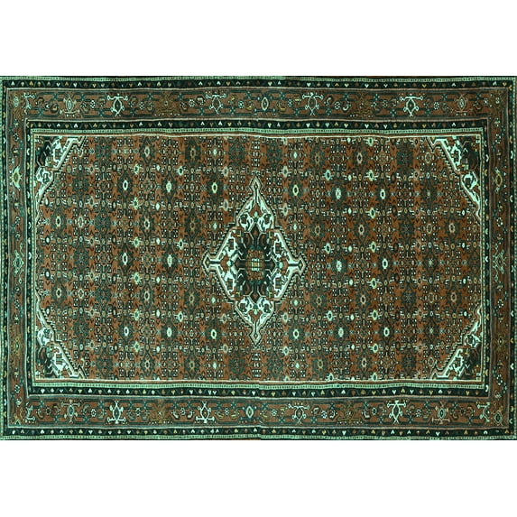 Ahgly Company Indoor Rectangle Persian Turquoise Blue Traditional Area Rugs, 8' x 10'