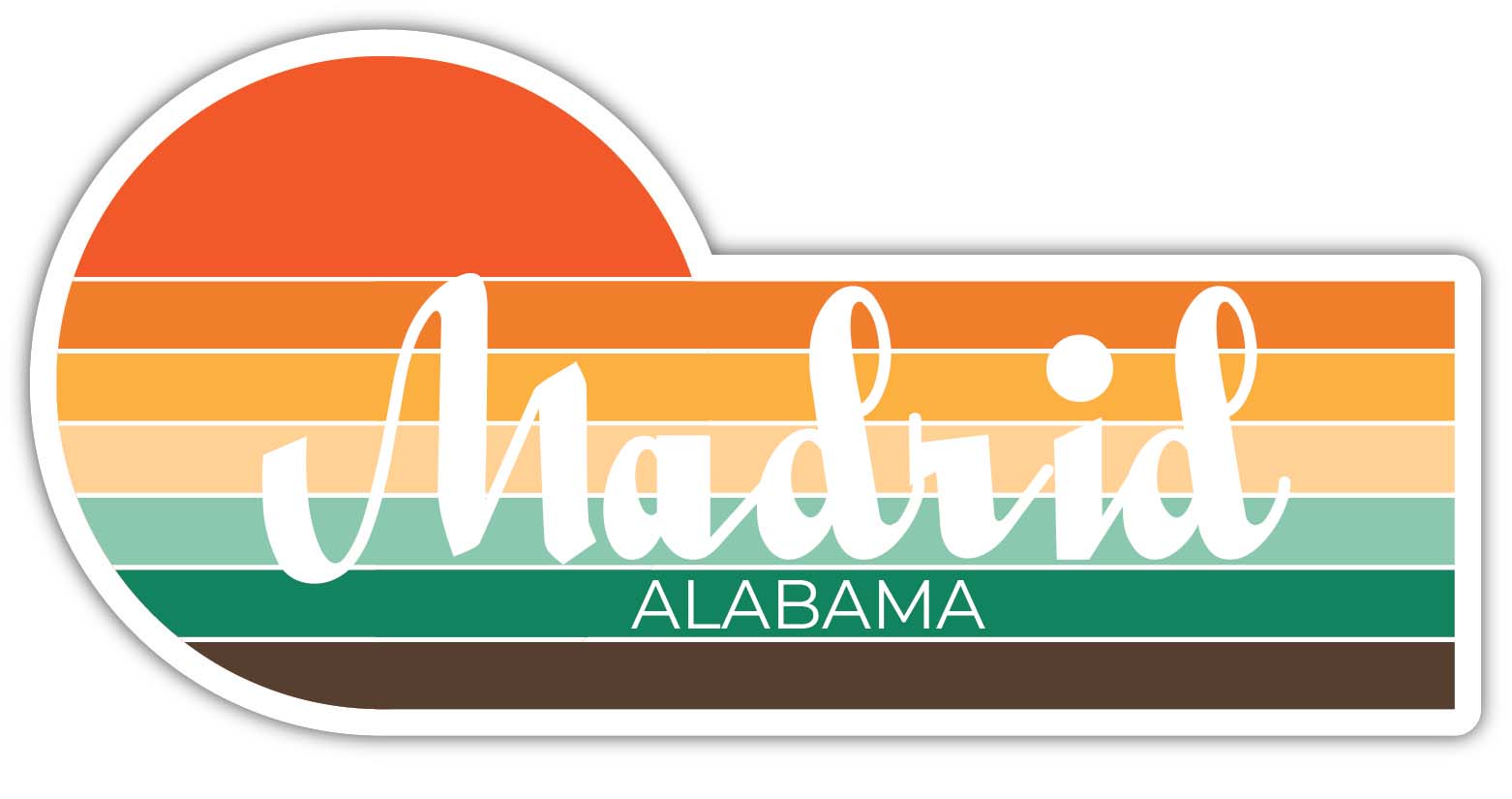 Madrid Alabama 2 x 1.25 Inch Sticker Retro Vintage Sunset City 70s