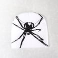 thumbnail image 2 of Penkiiy Y2K Gothic Spider Pattern Knit Hat Women Slouchy Knitted Beanie Men Winter Warm Skull Cap White, 2 of 3