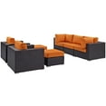thumbnail image 3 of Modway Convene 7 Piece Outdoor Patio Sectional Set in Espresso Orange, 3 of 8