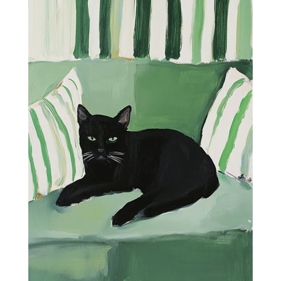 Paint by Numbers for Adults Kids Beginner Black Cat on a Green Sofa DIY Acrylic Painting by Numbers Kits with Brushes Acrylic Pigment Home Decoration Gifts 16 x 20 inch