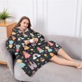 thumbnail image 5 of Oversized Wearable Blanket Hoodie,Black Princess Castle Rainbow Pattern Sherpa Blanket Hoodie with Super Pockets,Super Warm Fuzzy Pullover for Women & Men, 5 of 6