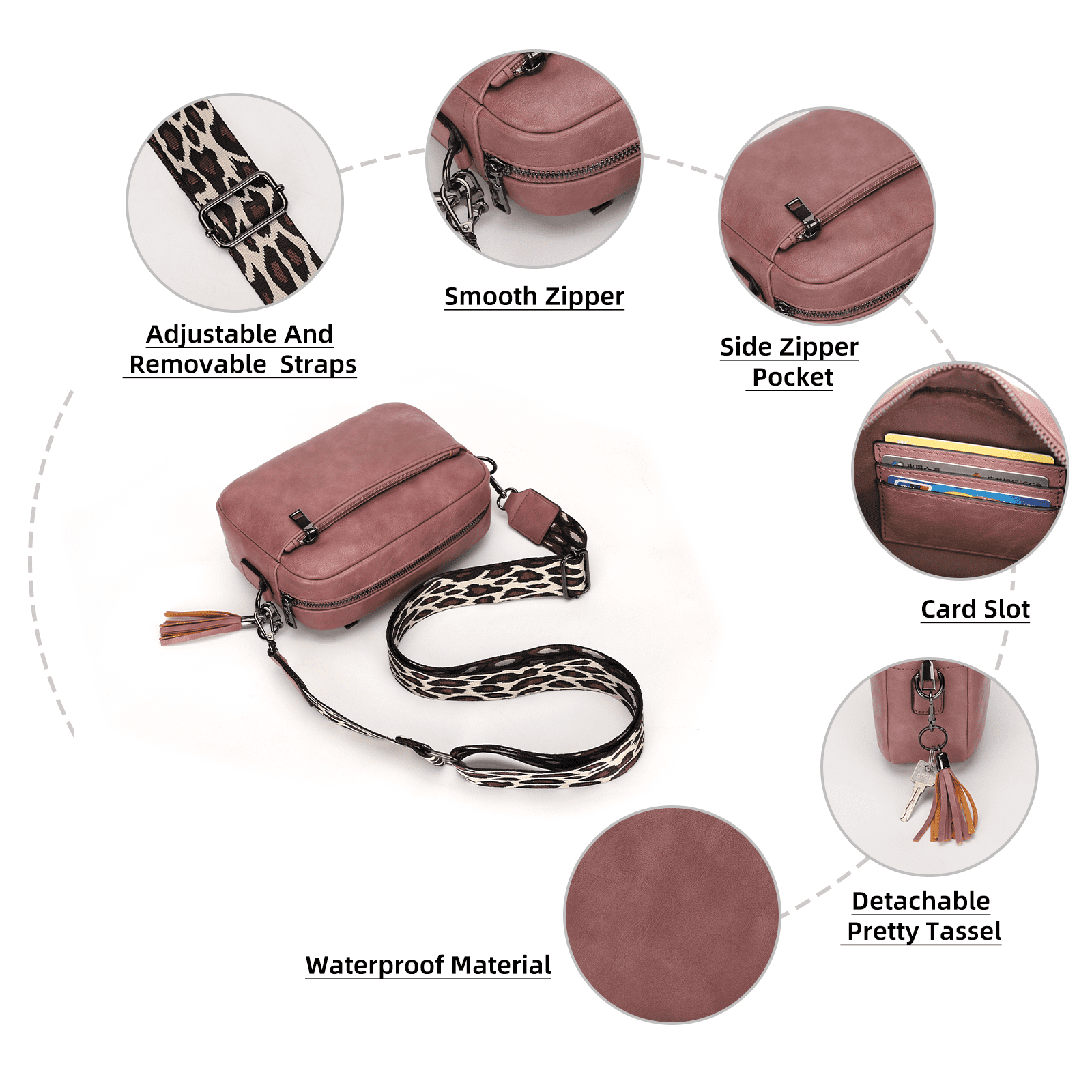 KL928 Soft Leather Crossbody Bag for Women Ladies Wide Strap Shoulder Bag Small Purses and Handbags