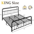thumbnail image 3 of Homall King Size Bed Frame Classic Metal Platform Bed Frame with Charging Station & LED, Victorian Style Iron-Art Headboard/Footboard, Under Bed Storage, No Box Spring Needed, Noise Free, Black, 3 of 8