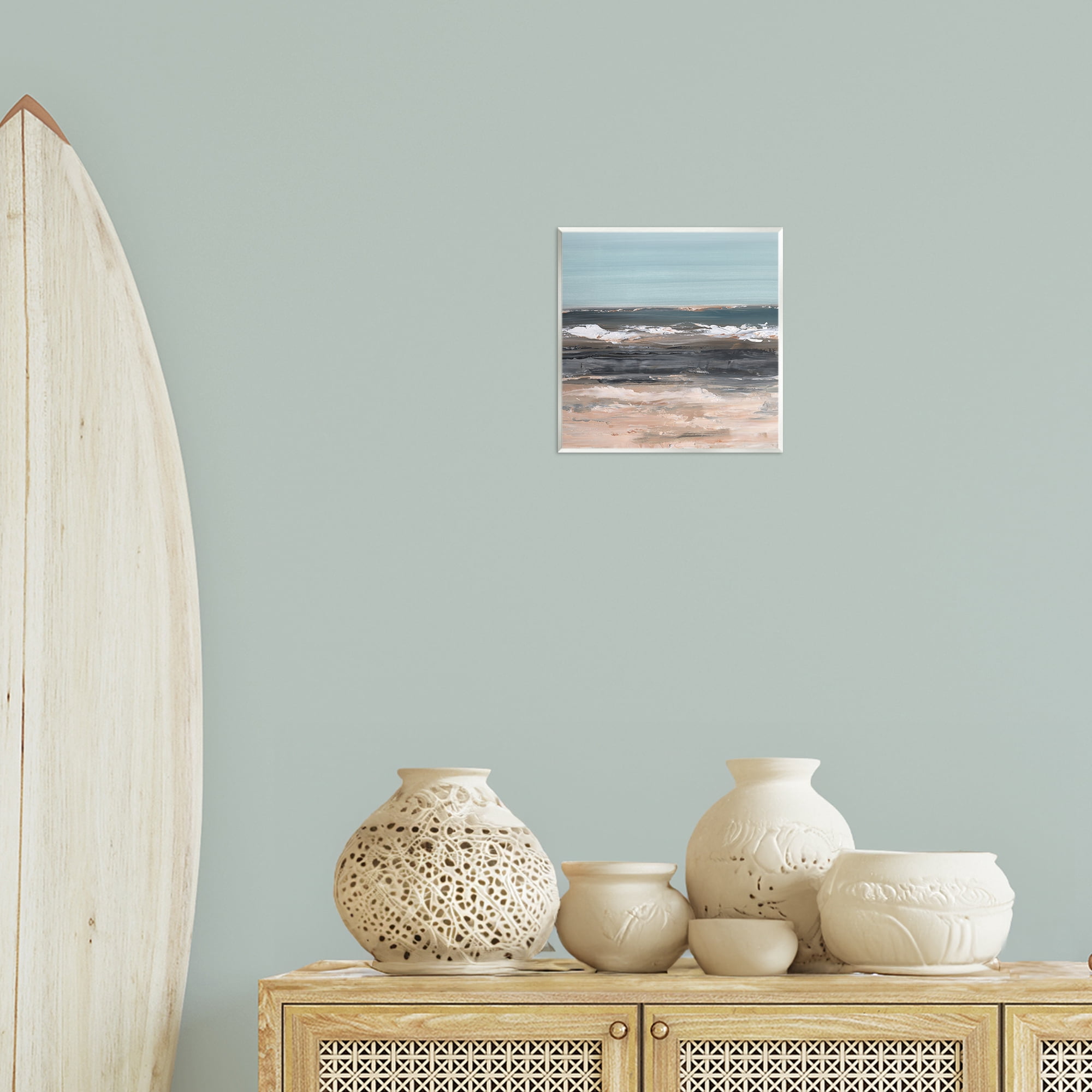 Stupell Industries Gloomy Traditional Beach Landscape & Nature Painting Unframed Art Print Wall Art, 12 x 12
