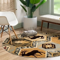 Unique Loom Pioneer Collection Area Rug - Billings (7' 10" Round Blue/Beige)