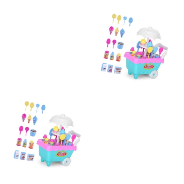 Ounissouiy 1 Juego de carrito de juguete para helados, juego de simulación para niños, juguetes educativos, carrito de helados, camión, gran 17x8x20cm 2piezas