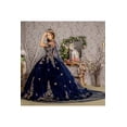 thumbnail image 4 of Women's GLS Gloria Navy Blue And Gold Quinceanera Dress Velvet Cape Ball Gown Gl3471 Size XS, 4 of 5